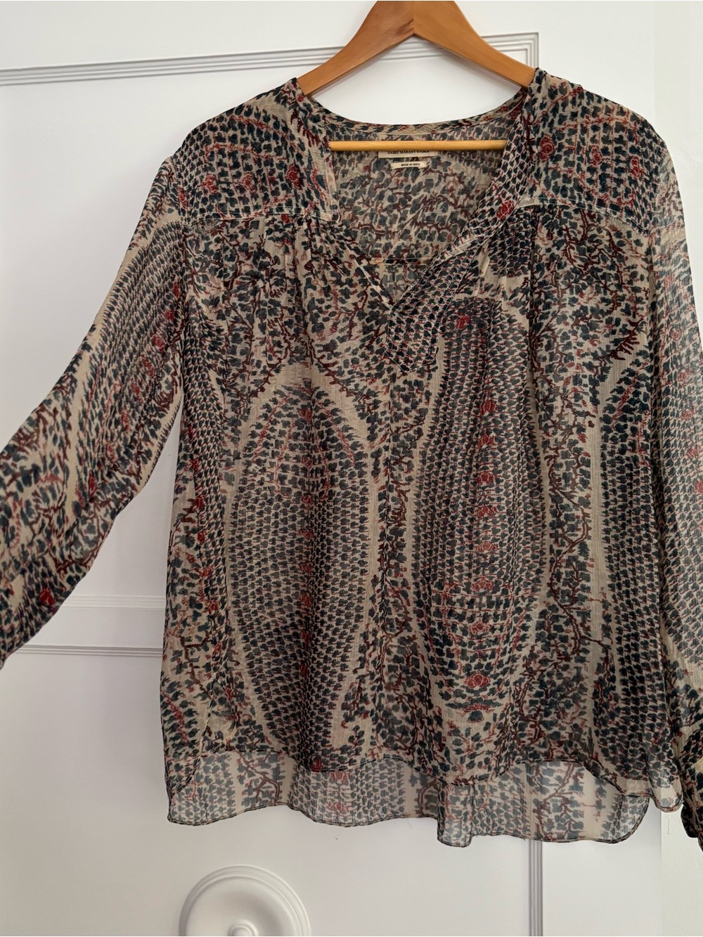 Isabel Marant Cream Silk Top with Blue & Rust Floral Print - Picture 8 of 8